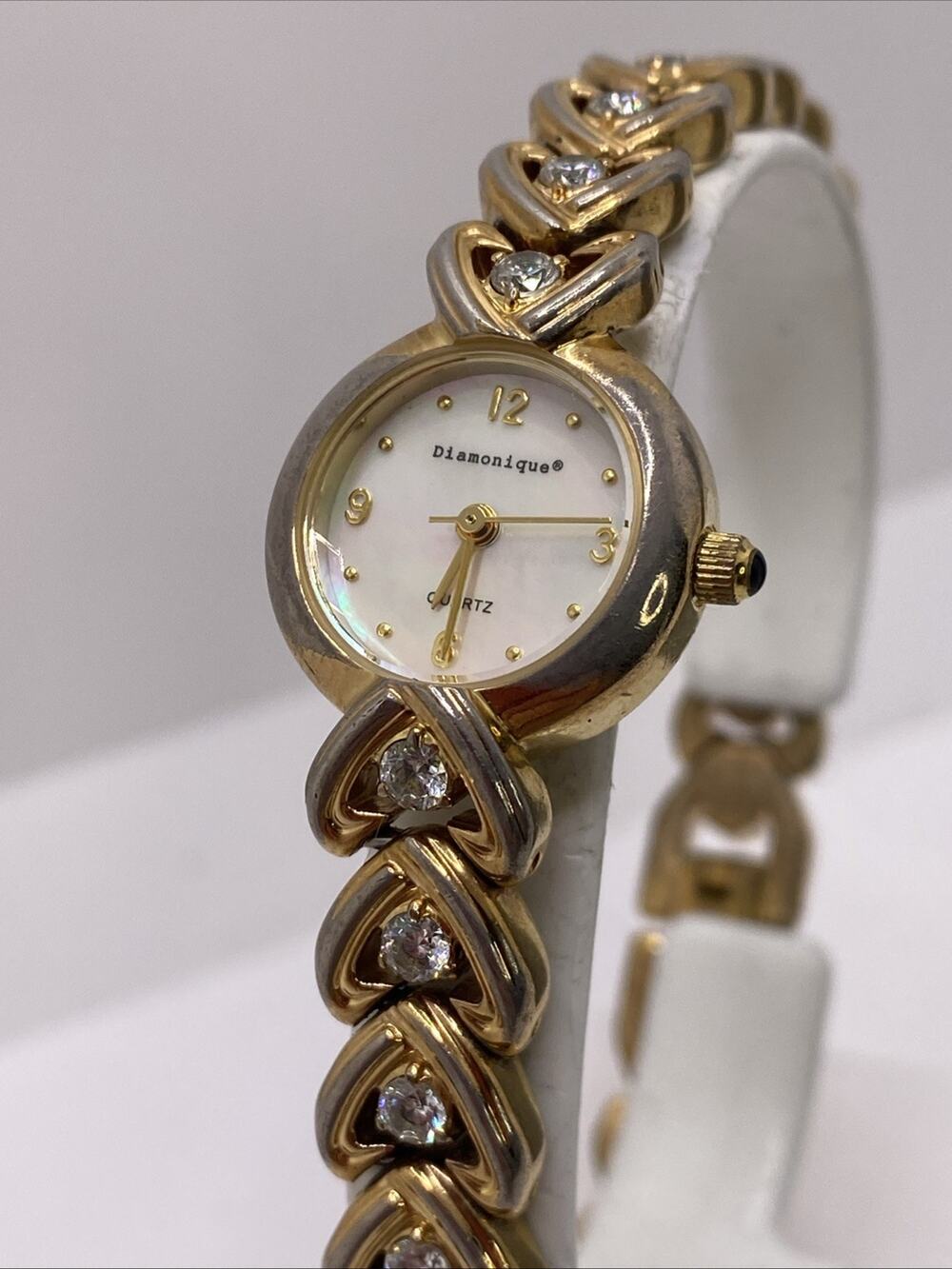 Vintage DMQ Diamonique Gold Tone Watch Rare New Battery